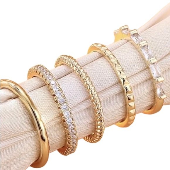 Nadri Dainty Stacking Rings Set - Picture 2 of 7